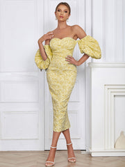Strapless Vintage Puff Sleeve Dress Newgew Dresses