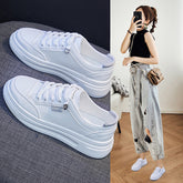Women's Korean Style White Fashionable Spring Platform Canvas Shoes Newgew
