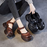 Women Retro Leather Casual Platform Sandals Newgew Shoes