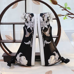 Women's Black Ancient Cloth Style Increased National Canvas Shoes Newgew