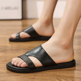 Men Summer Cowhide Slide Sandals Newgew Shoes
