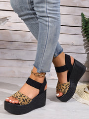 Reece Cheetah Wedge Buckle Straps Sandals NewGew