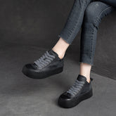 Women Retro Leather Thick Soled Casual Shoes Newgew Shoes