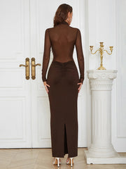 High Collar Sheer Fitted Dress Newgew Dresses