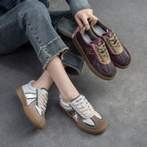 Women Patchwork Leather Flat Casual Training Shoes Newgew Shoes
