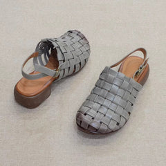 Retro Handmade Cowhide Woven Roman Sandals Newgew Shoes