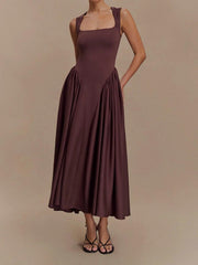 SHARON Midi Dress - Cacao Brown Newgew Dresses