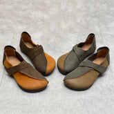 Vintage Color-Block Velcro Flats Newgew Shoes
