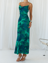 Calista Green Bloom Cowl Neck Slip Maxi Dress Newgew Dresses