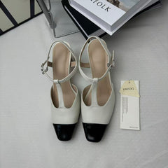 Retro Color-Block Open-Toe Sandals PinTow