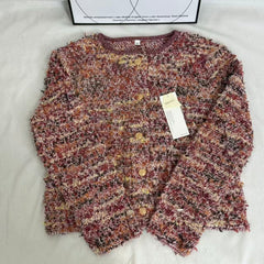 French-Style Round-Neck Long-Sleeve CardiganStyle: Cardigan Vibe: Casual Main fabric composition: Polyester Construction: Paneling/Splicing Sleeve type: Regular sleeve PinTow