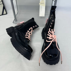 Pink Bow Leather Boots PinTow