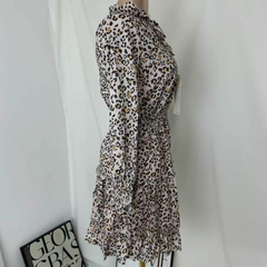 Leopard-Print Puff-Sleeve Dress PinTow