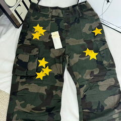 Star-Print Camouflage Utility Jeans PinTow