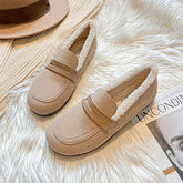 Women Retro Frosted Cowhide Furred Casual Loafers Newgew Shoes