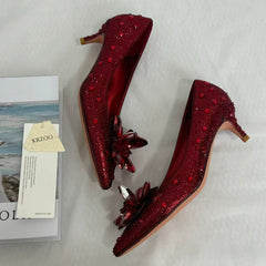 Pointed-Toe Stiletto Bridal Heels PinTow