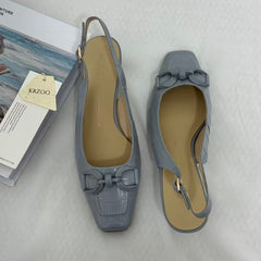 French-Style Square-Toe Block-Heel Slingbacks PinTow