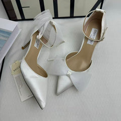 Asymmetric Bow-Detail Low-Vamp Stiletto Heels PinTow