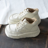 Women Retro Casual Leather Thick Soled Ankle Boots Newgew Shoes