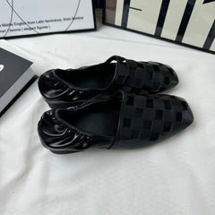 Open-Weave Pleated Flat Shoes PinTow