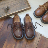 Women Retro Cowhide Soft Flat Casual Shoes Newgew Shoes