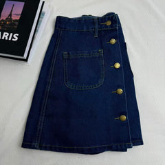 High-Waisted Button-Front Skirt PinTow
