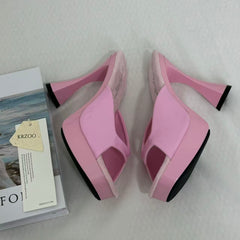 Square-Toe Crystal High Heels With Block Heels PinTow