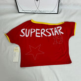 Stitched Diamond Lettered Fitted Top PinTow