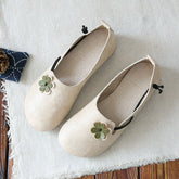 Women Retro Flowers Round Toe Comfort Flats Newgew Shoes