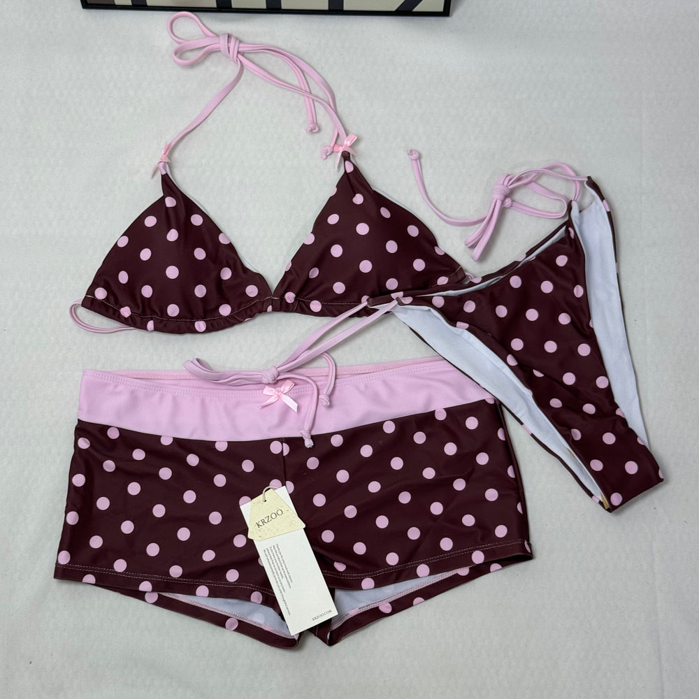 Dot-Pattern Two-Piece Strapless Swimsuit PinTow