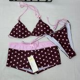 Dot-Pattern Two-Piece Strapless Swimsuit PinTow