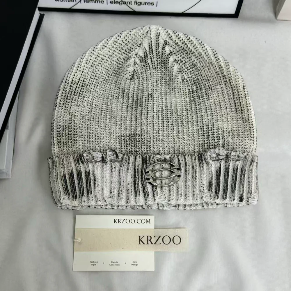 Distressed Ripped Knit Hat PinTow
