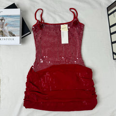 Floral-Embellished Sequin Camisole Dress PinTow