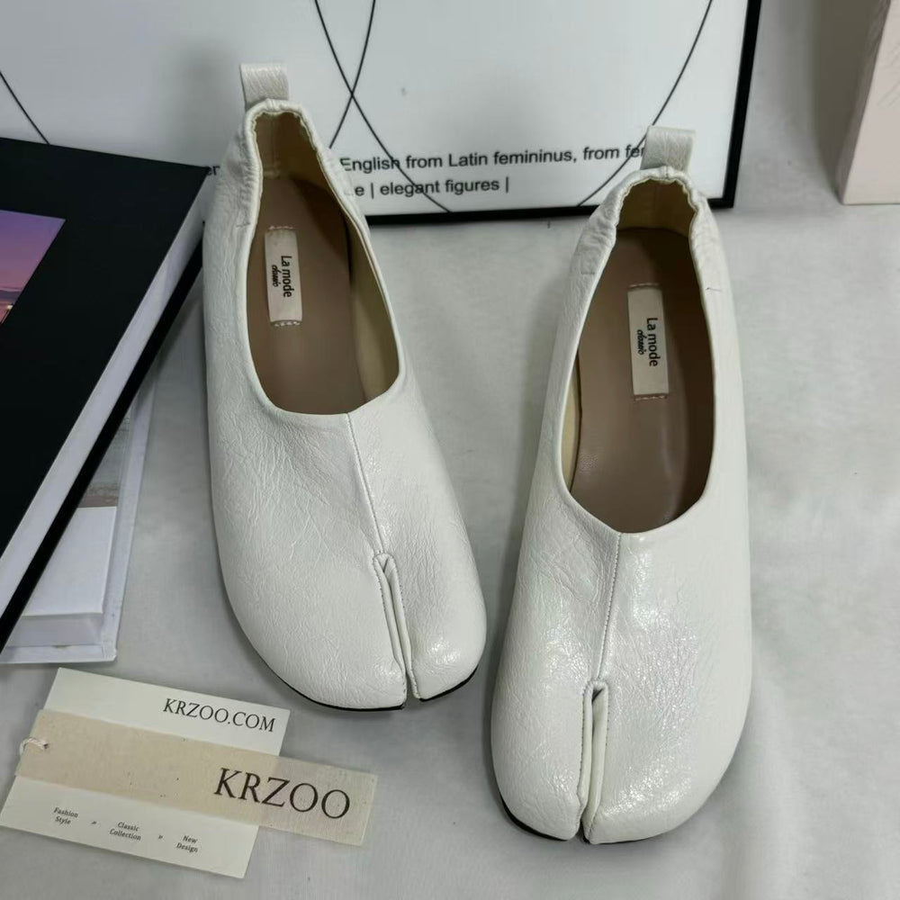 Retro Split-Toe Chunky Heeled Loafers PinTow