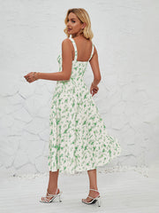 Women's Sleeveless Floral Summer Midi Dress with Leg Slit Newgew Dresses