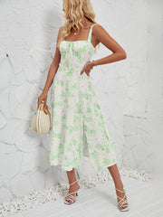 Women's Sleeveless Floral Summer Midi Dress with Leg Slit Newgew Dresses
