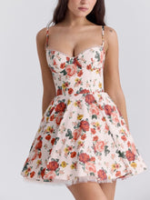 Italian Rose Print Tulle Mini Dress Newgew Dresses