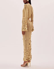 Dolly Gold Knit Maxi Dress Newgew Dresses