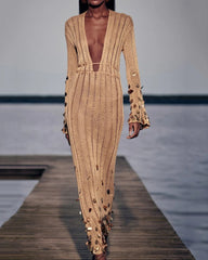 Dolly Gold Knit Maxi Dress Newgew Dresses