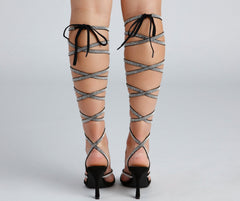 All About Glam Rhinestone Lace-Up Stiletto Heels Newgew