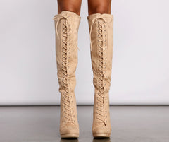 Faux Suede Over The Knee Stiletto Boots Newgew