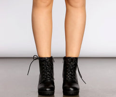 Kickin' It Faux Leather Lace Up Booties Newgew