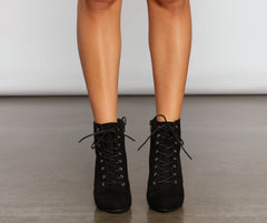 Essential Faux Suede Lace Up Booties Newgew