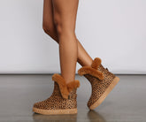 Cheetah Print Faux Suede Booties Newgew