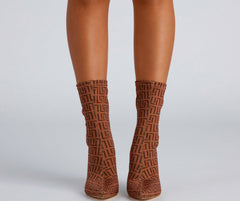 Greek Key Stiletto Booties Newgew
