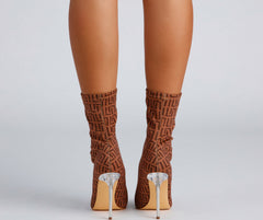 Greek Key Stiletto Booties Newgew
