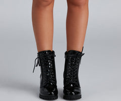 Stylin' In Lug Patent Leather Boots Newgew