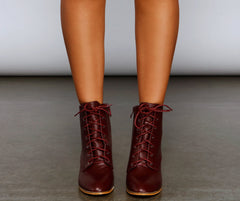 Cozy Cutie Lace-Up Block Heel Booties Newgew