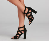 Lattice Work Nubuck Block Heel Booties Newgew