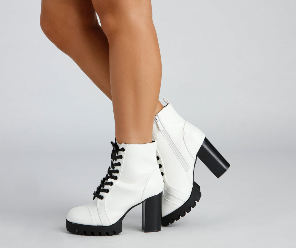 Feelin' Bold Lace-Up Booties Newgew